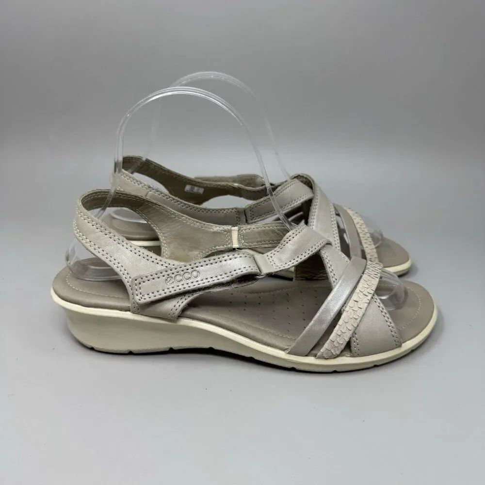 ECCO Felicia Sandals Women’s Beige Tan Leather Strappy Size 39 EUR 8/8.5 US